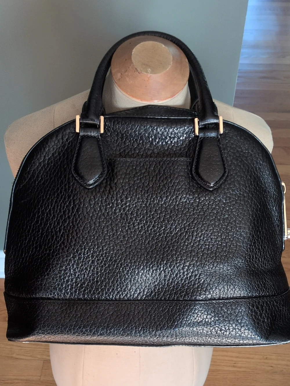 Michael Kors Smthe Dome Black Leather Satchel